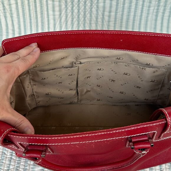 Red w/ White Stitchig Rafe Italian leather Handbag/Shoulderbag - Picture 13 of 13